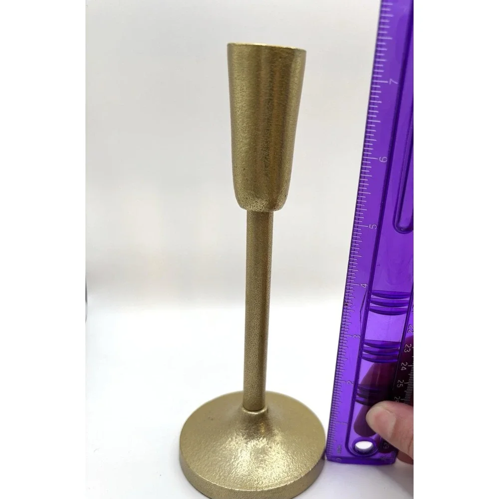 Threshold Aluminum Taper Holders Gold tone Candlestick Trio